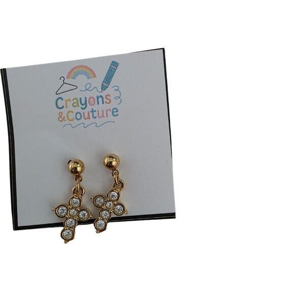 Vintage Avon Cross Earrings – Silver & Gold with Faux Diamonds - Picture 3 of 3